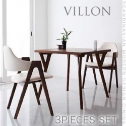 テーブル | 北欧モダンデザインダイニング【VILLON】ヴィヨン/3点セット(テーブルW80+チェア×2)  (カラー：ホワイト)